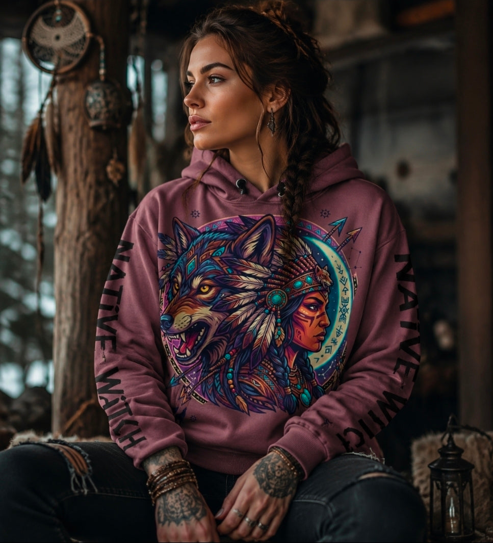 Native Witch Wolf Dreamcatcher Hoodie