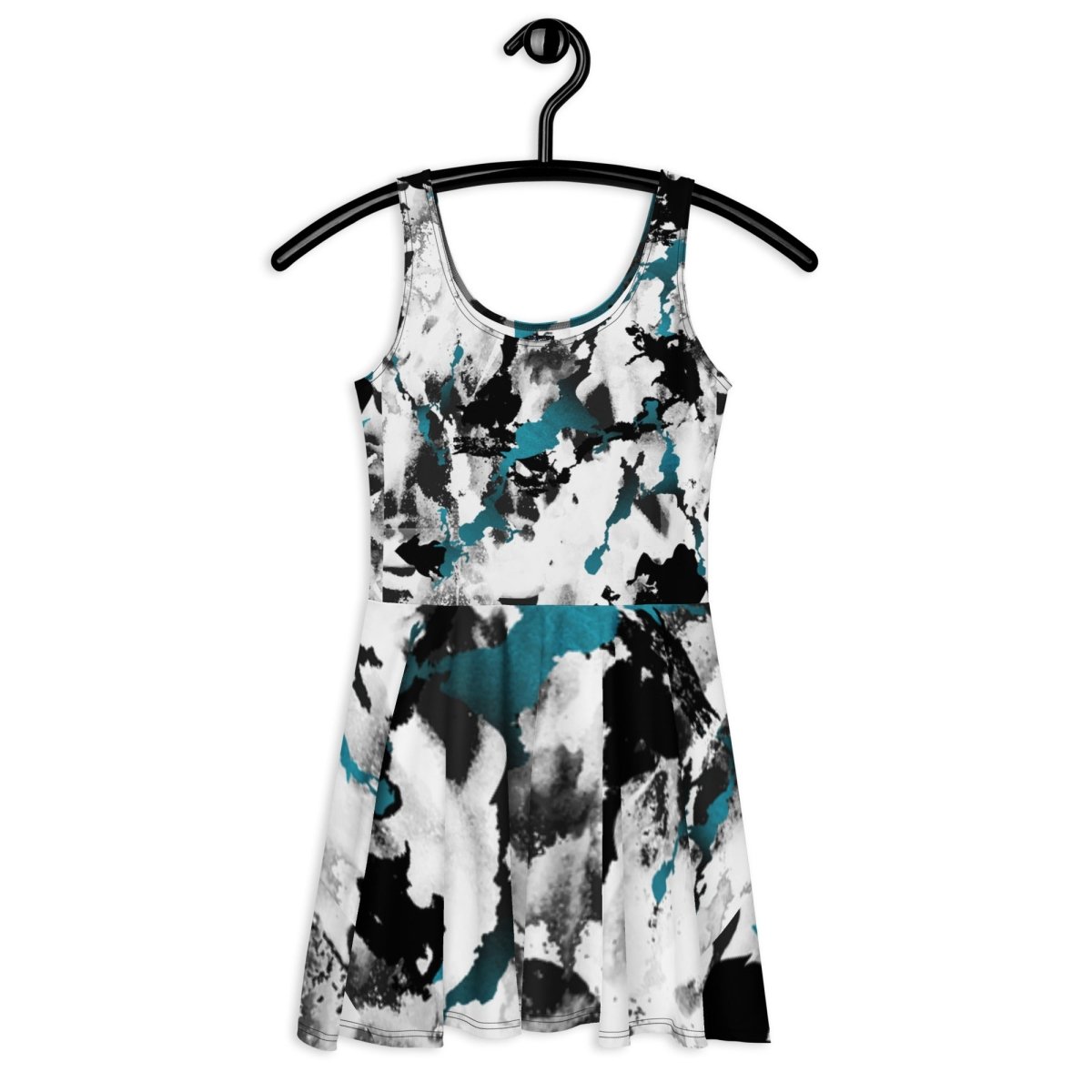 Abstract Ink Splash Skater Dress - Dress