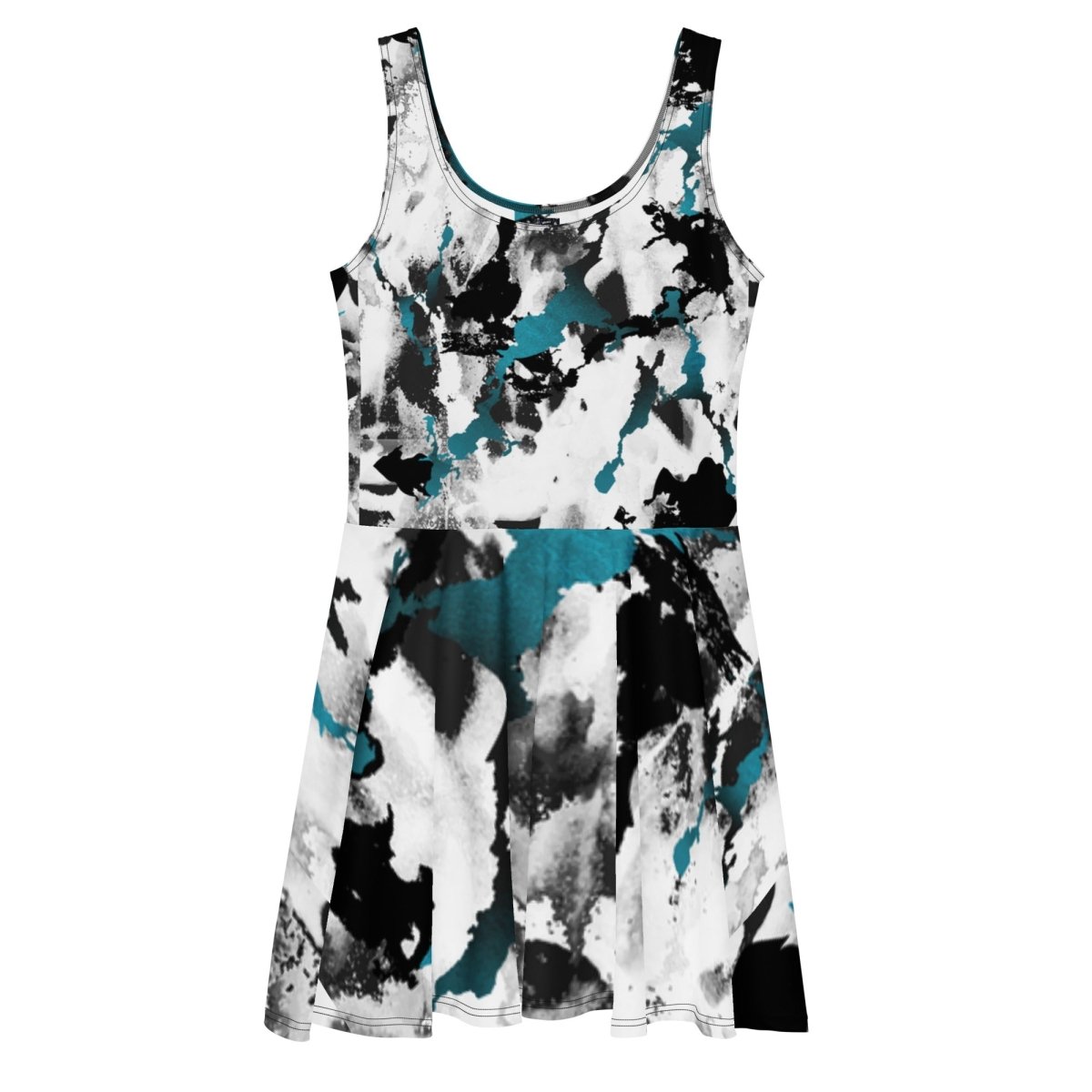 Abstract Ink Splash Skater Dress - Dress