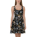 Black Botanical Print Skater Dress - Dress