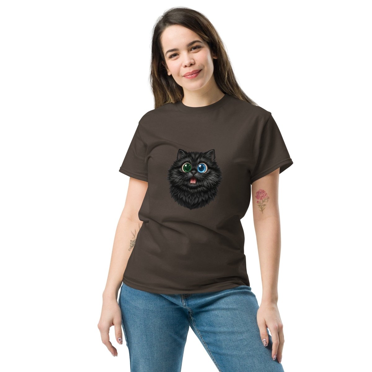 Black Cat Print Classic Tee – Effortless Streetwear Staple - T - SHIRT