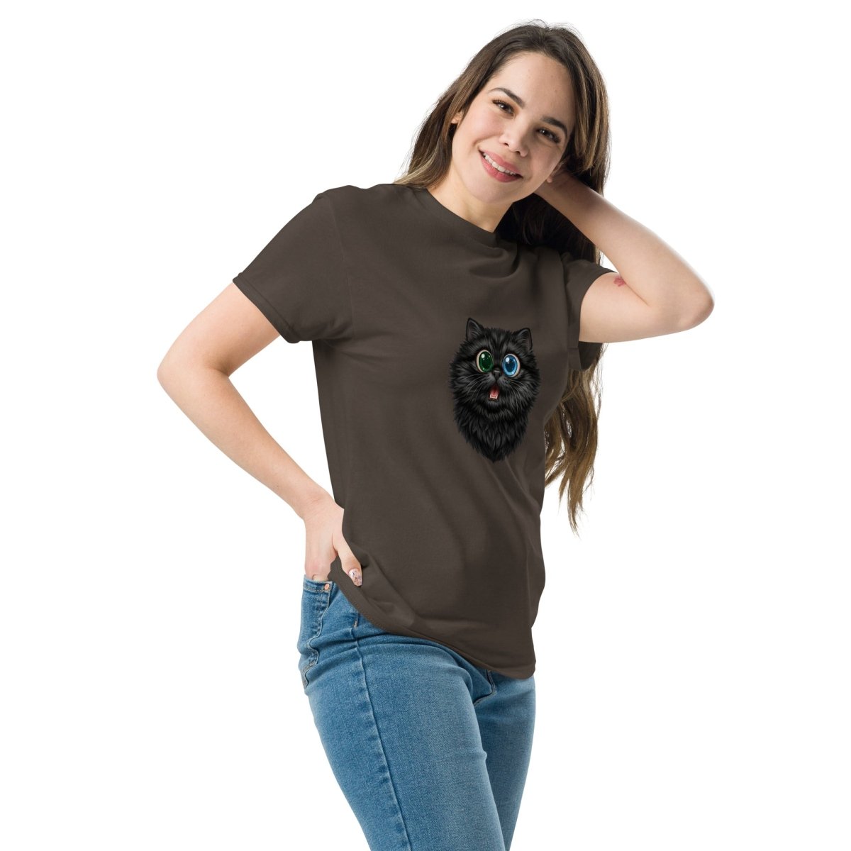 Black Cat Print Classic Tee – Effortless Streetwear Staple - T - SHIRT