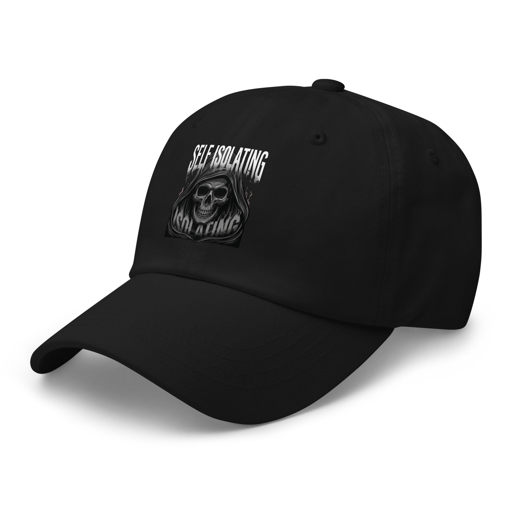 Black cap with a logo on a white background