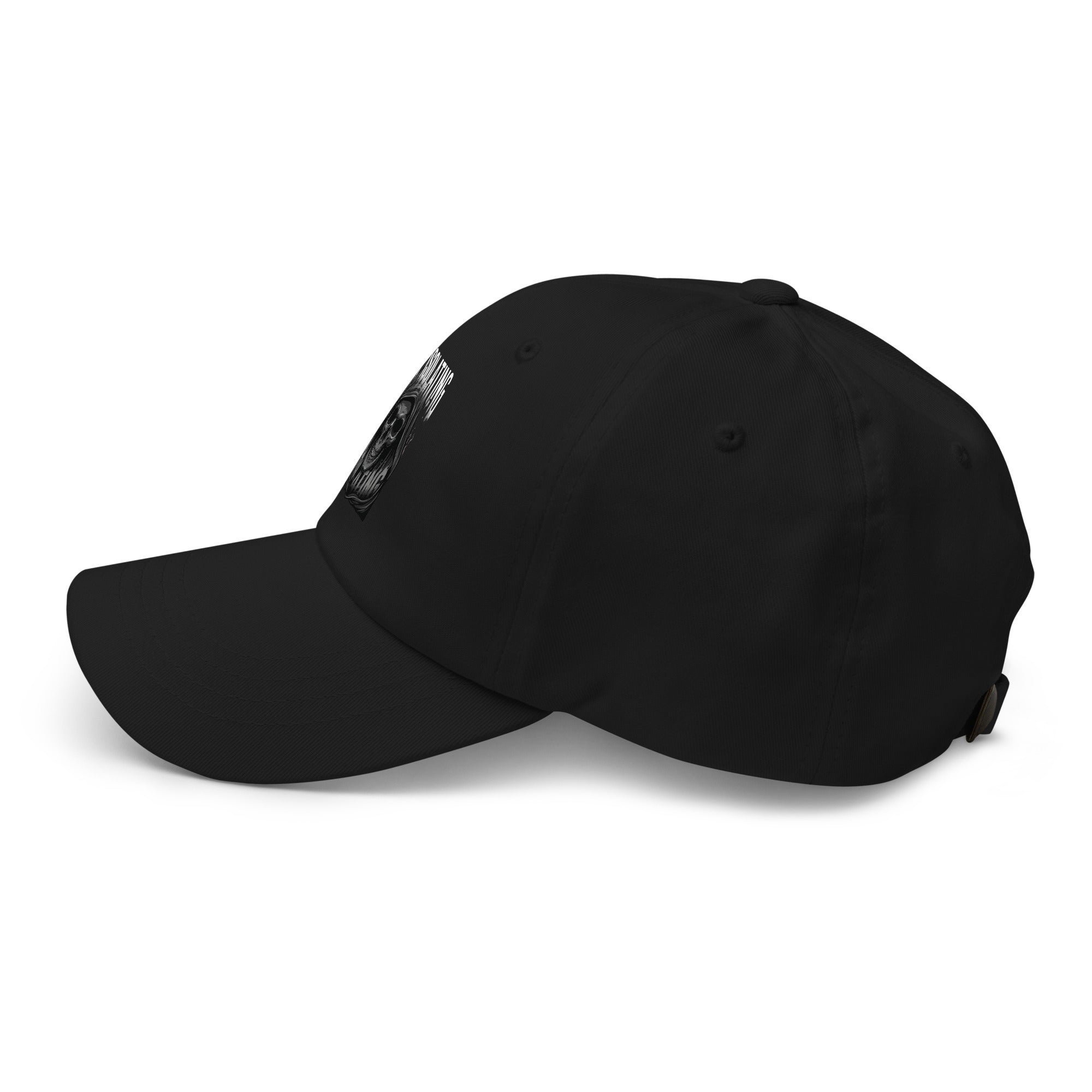 Black baseball cap on a white background