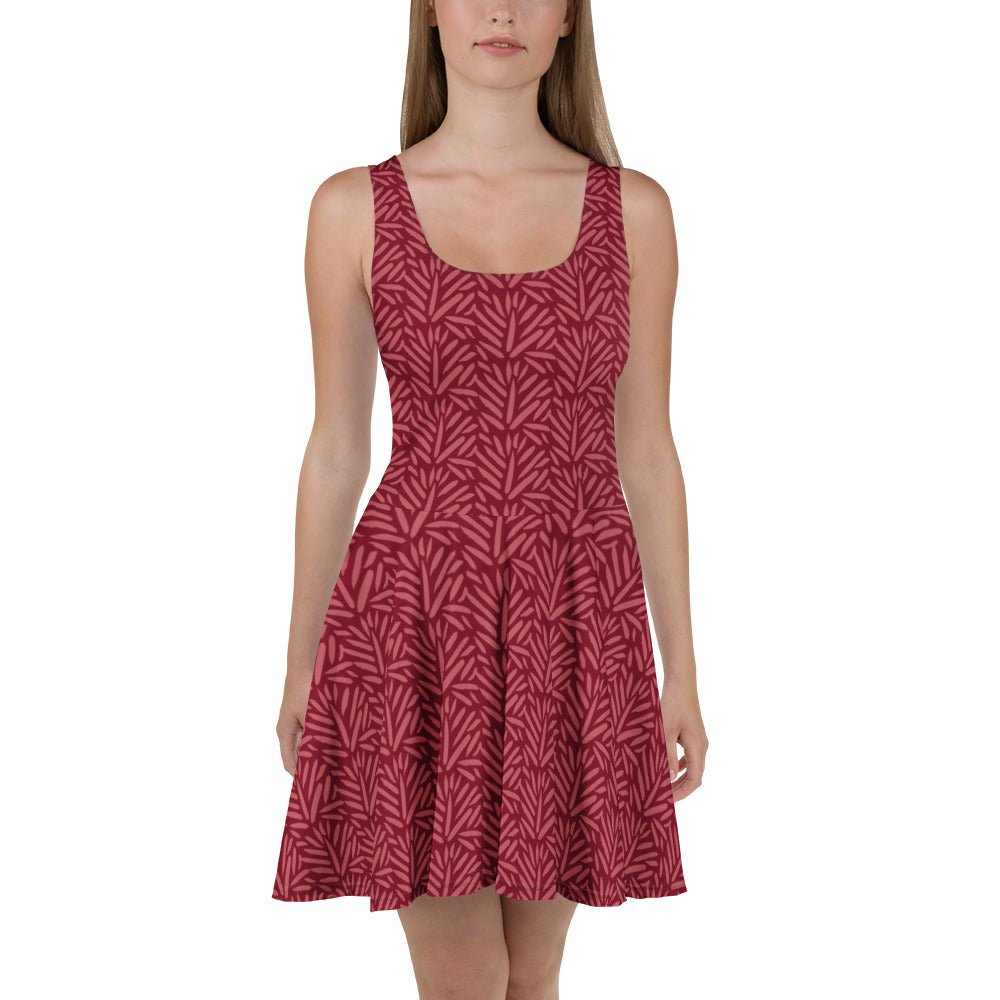 Crimson Leaf Skater Dress - Dress