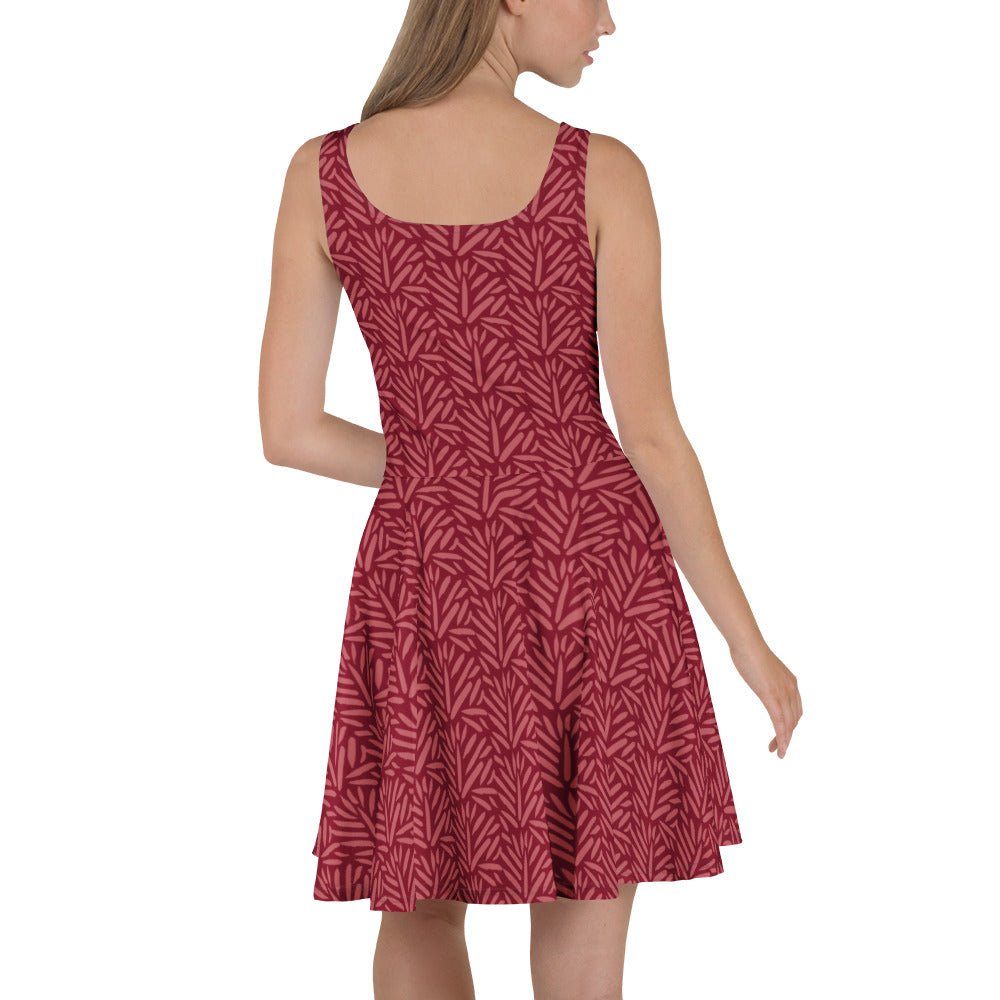 Crimson Leaf Skater Dress - Dress