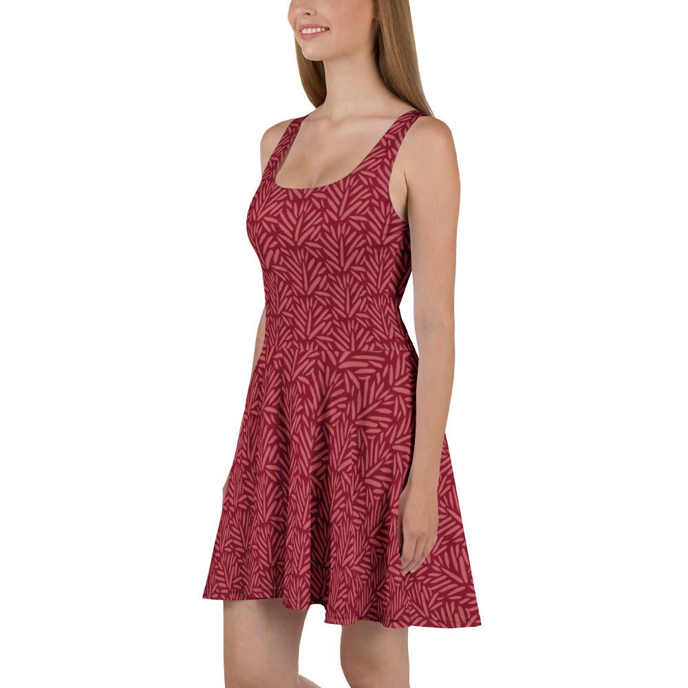 Crimson Leaf Skater Dress - Dress