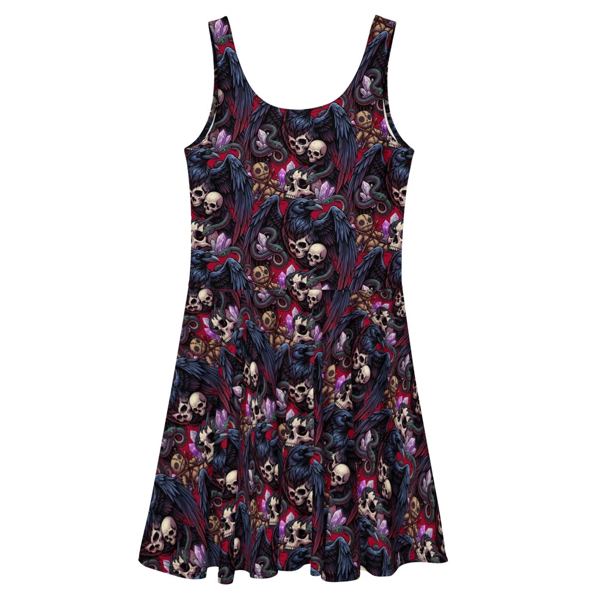 Dark Bloom Skull Skater Dress - Dress