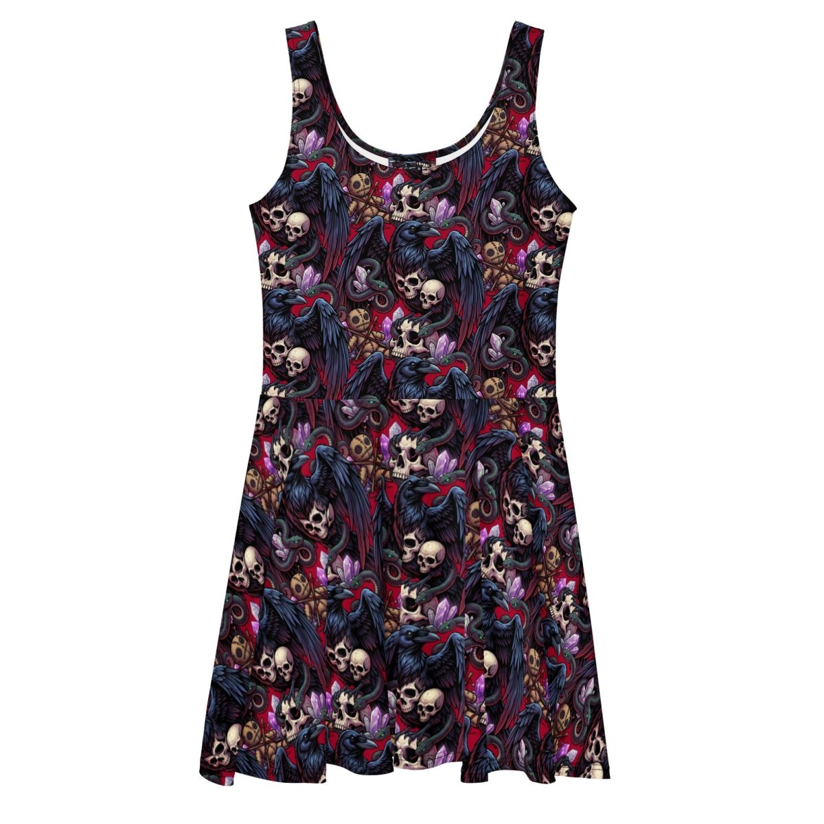 Dark Bloom Skull Skater Dress - Dress