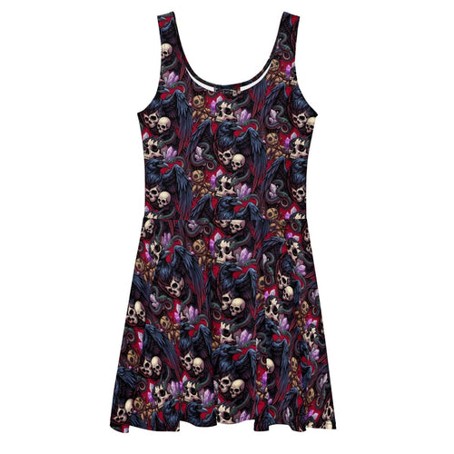 Dark Bloom Skull Skater Dress - Dress
