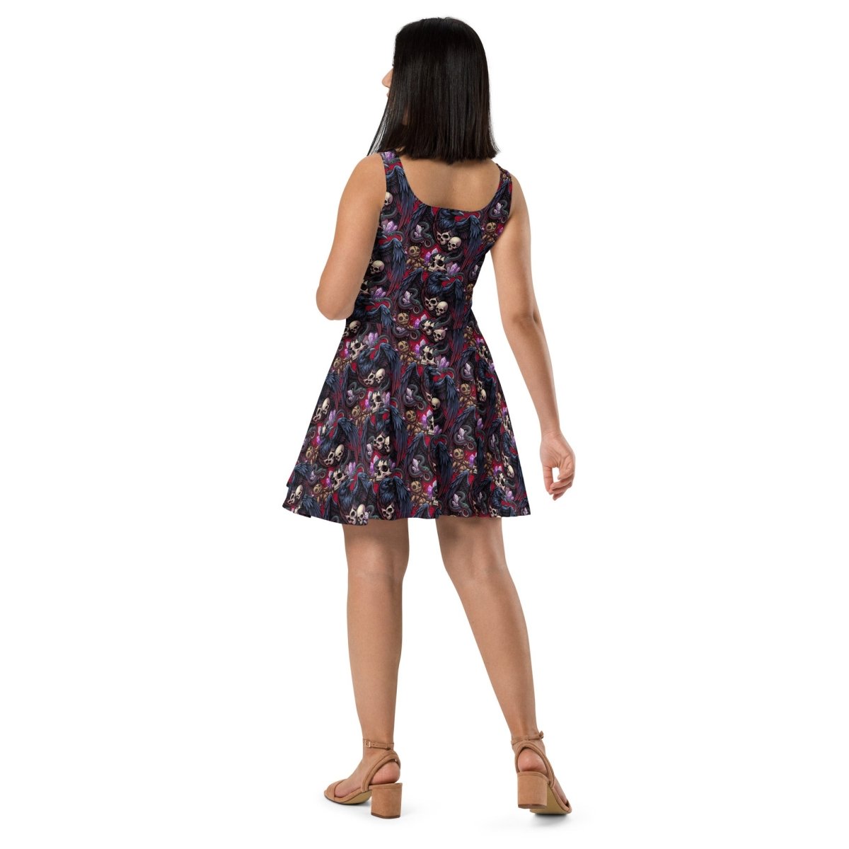Dark Bloom Skull Skater Dress - Dress
