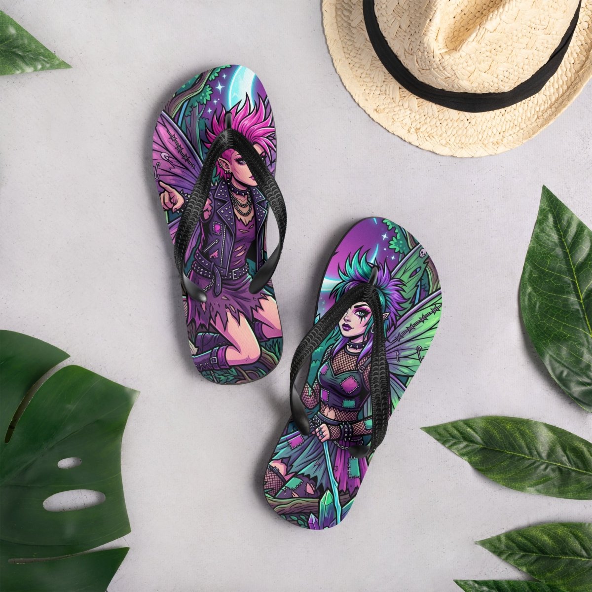 Dark Fairy Fantasy Flip - Flops — Gothic Art All - Over Print - Flip Flops