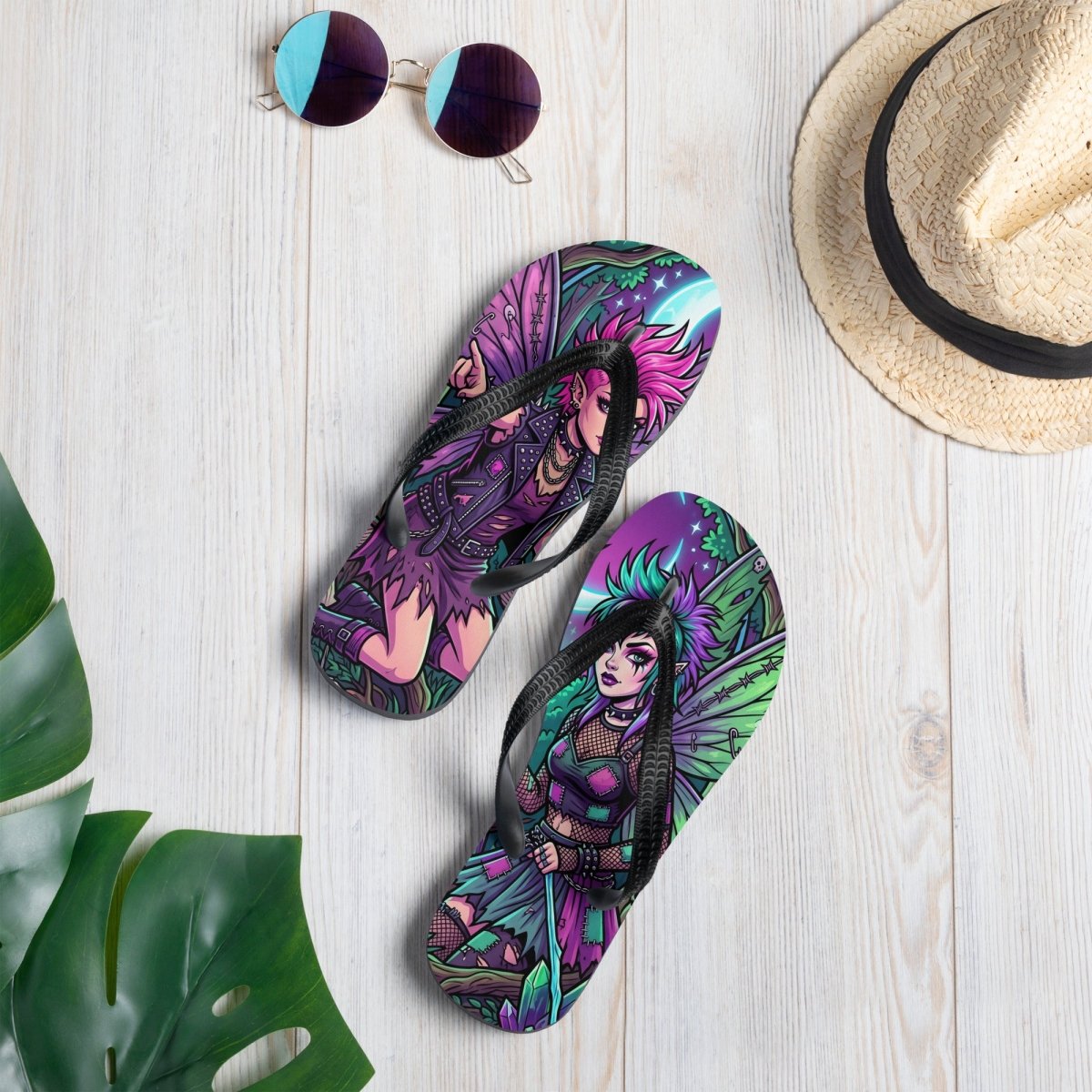 Dark Fairy Fantasy Flip - Flops — Gothic Art All - Over Print - Flip Flops