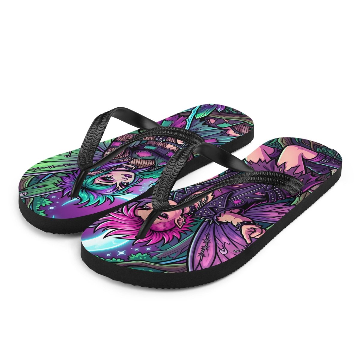 Dark Fairy Fantasy Flip - Flops — Gothic Art All - Over Print - Flip Flops