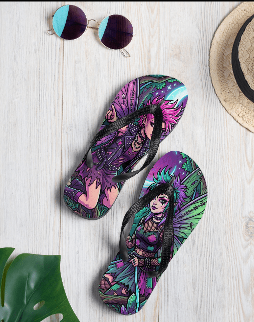 Dark Fairy Fantasy Flip - Flops — Gothic Art All - Over Print - Flip Flops