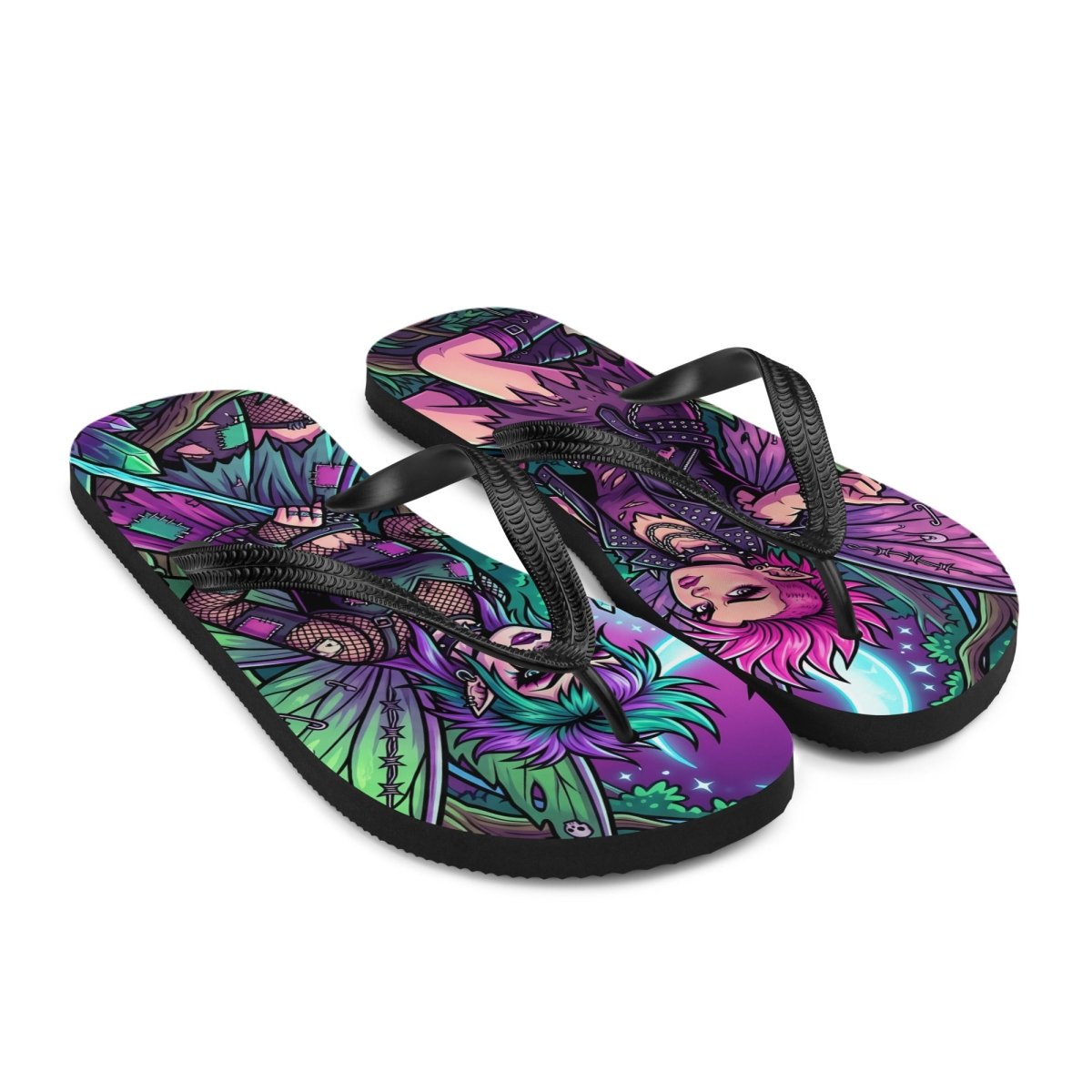 Dark Fairy Fantasy Flip - Flops — Gothic Art All - Over Print - Flip Flops