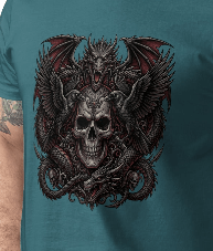 Dragon Skull Dark Art Organic Cotton T-Shirt - T-Shirt