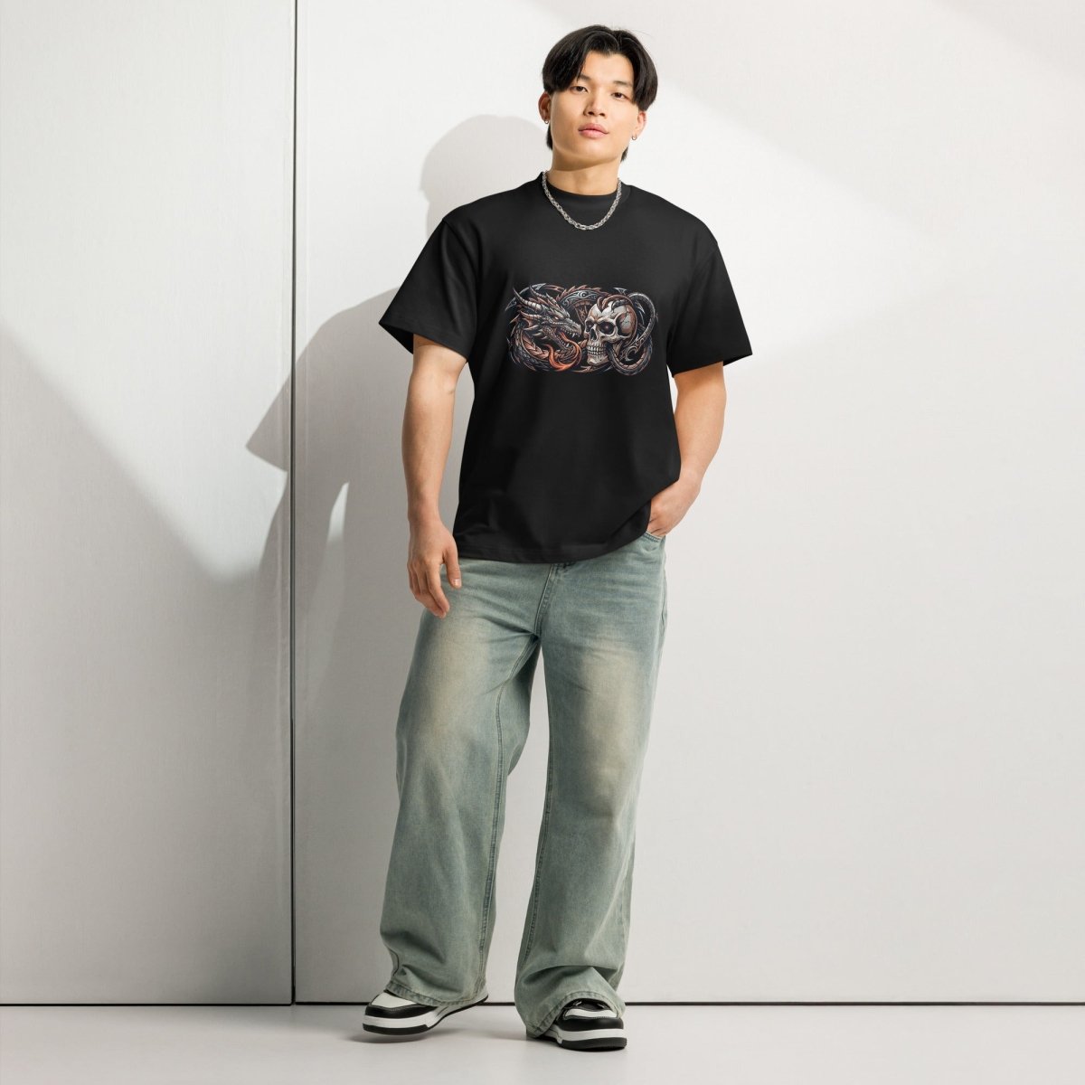 Dragon & Skull Oversized Boxy Tee — Dark Art Streetwear - T-Shirt