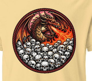 Dragon & Skulls Heavyweight Graphic Tee - T-Shirt