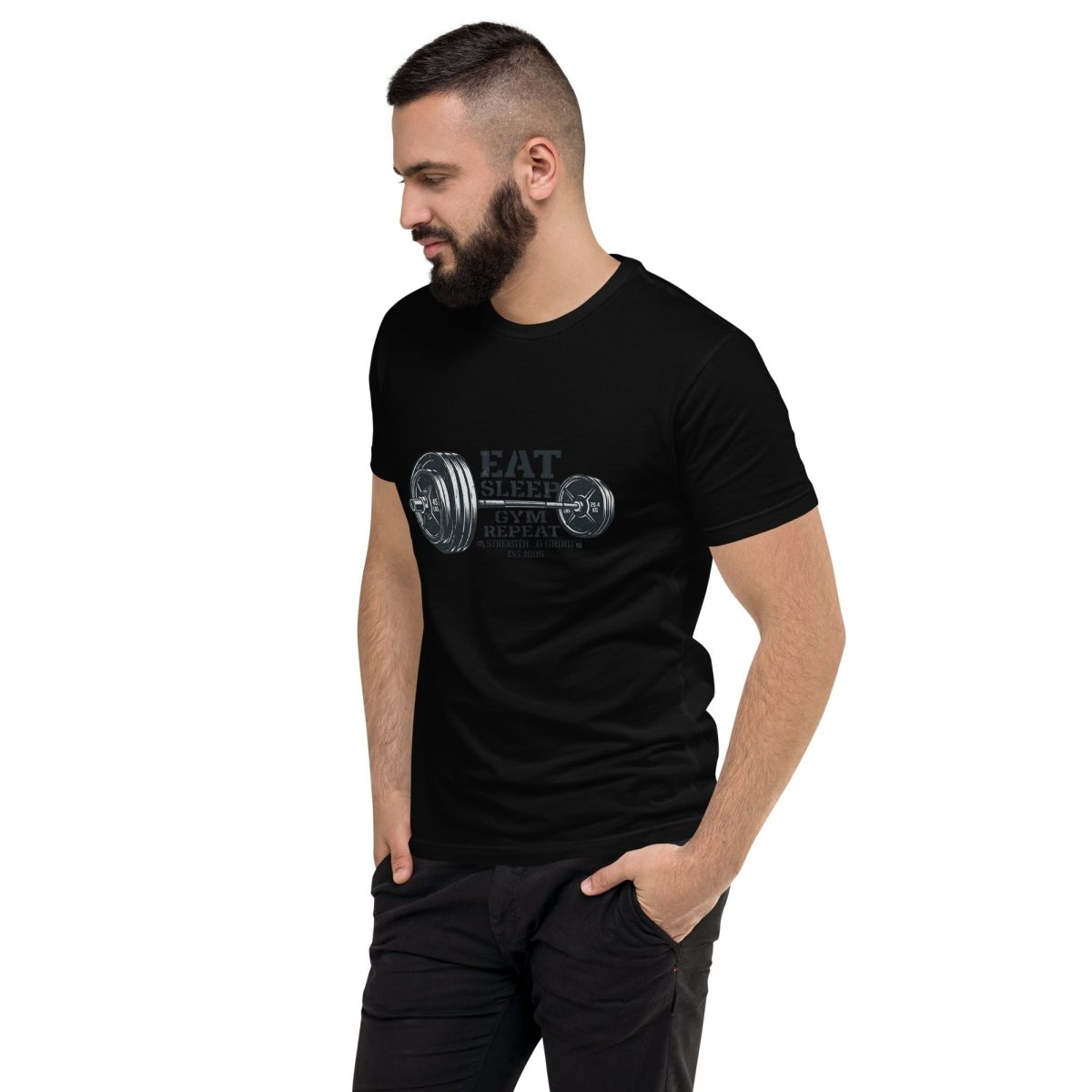 Eat Sleep Gym Repeat Men's Fitted T-Shirt - T - SHIRT