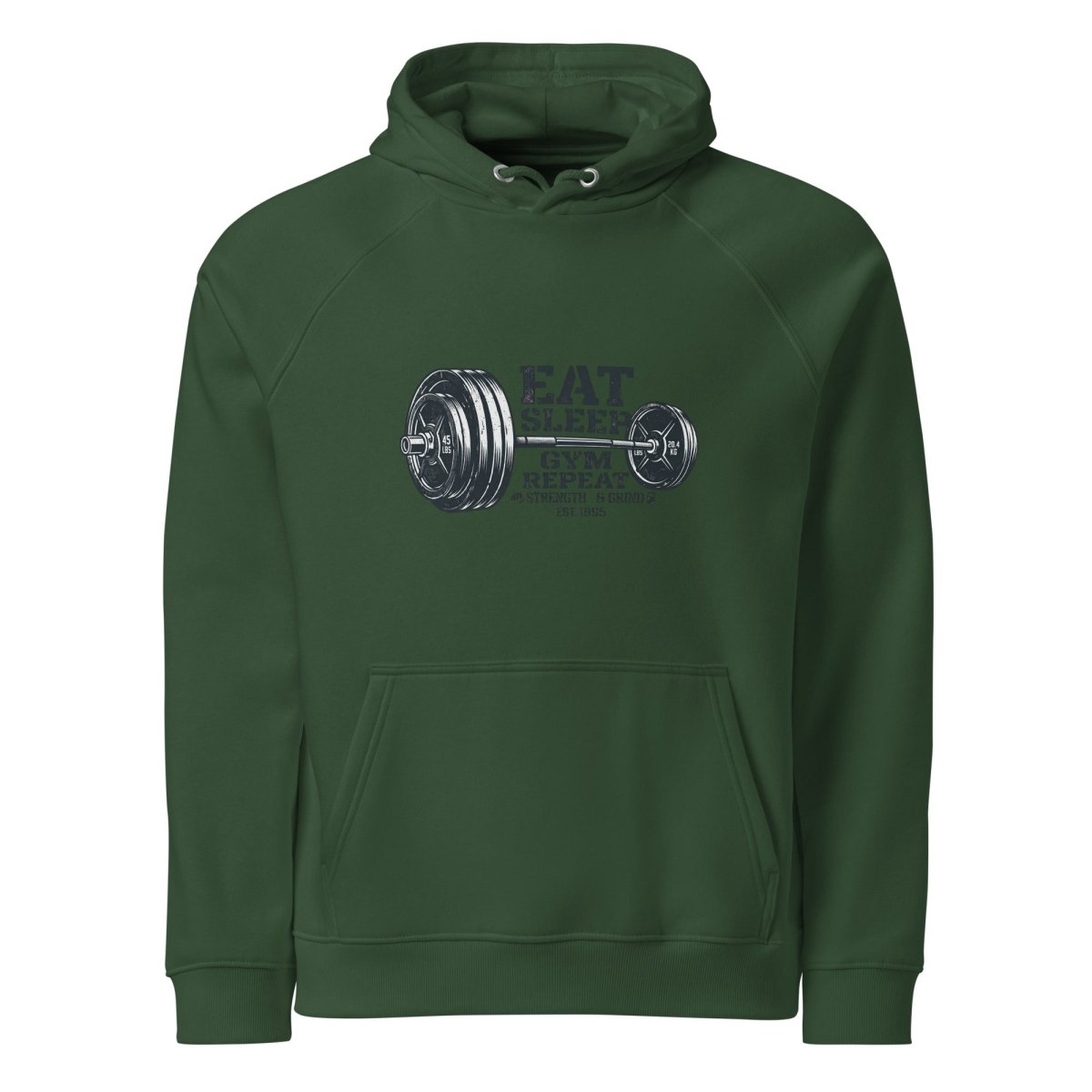 Eat Sleep Gym Repeat Unisex Eco Raglan Hoodie - Hoodie