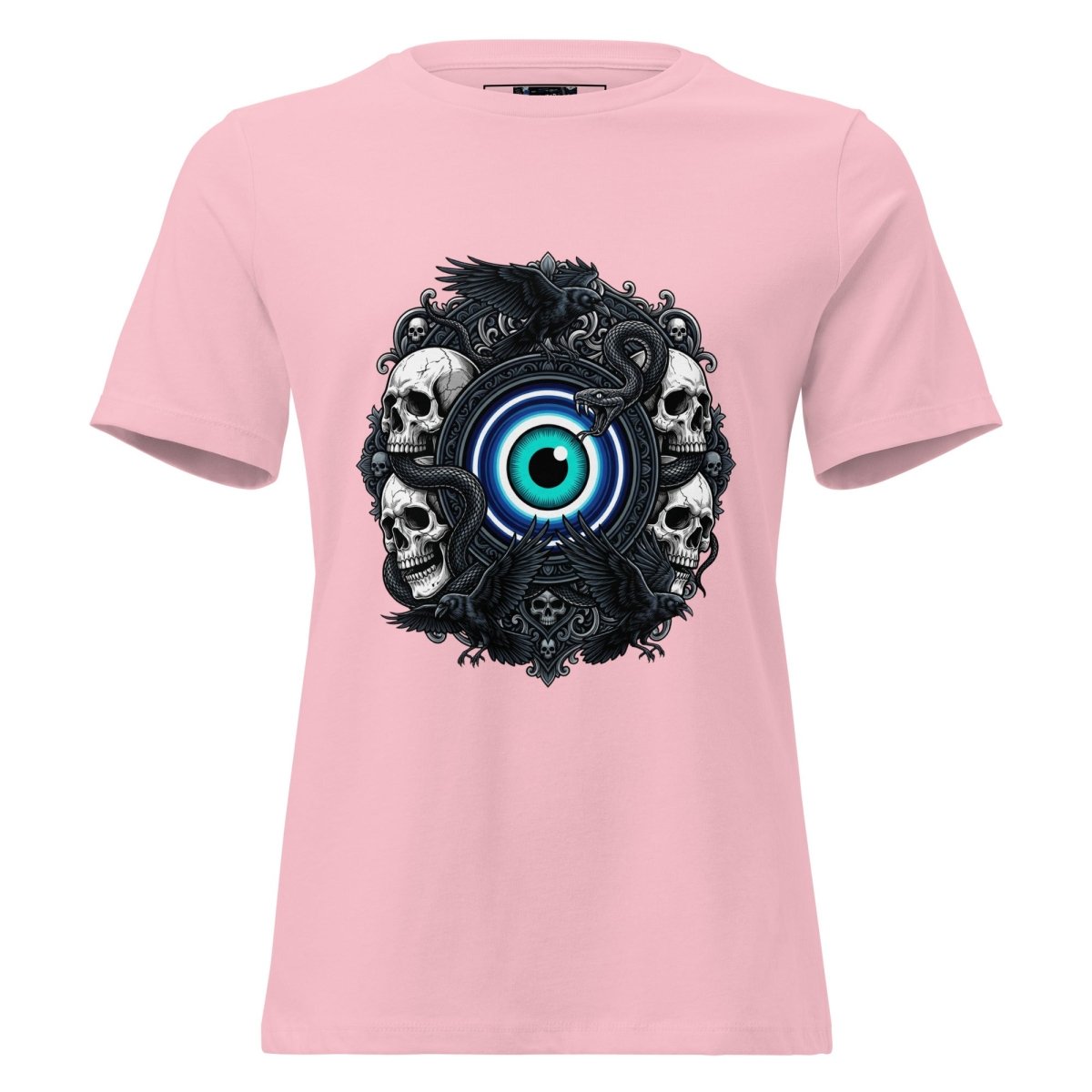 Evil Eye Skull & Raven Women's Relaxed T-Shirt | Dark Mystic Vibes - T-Shirt