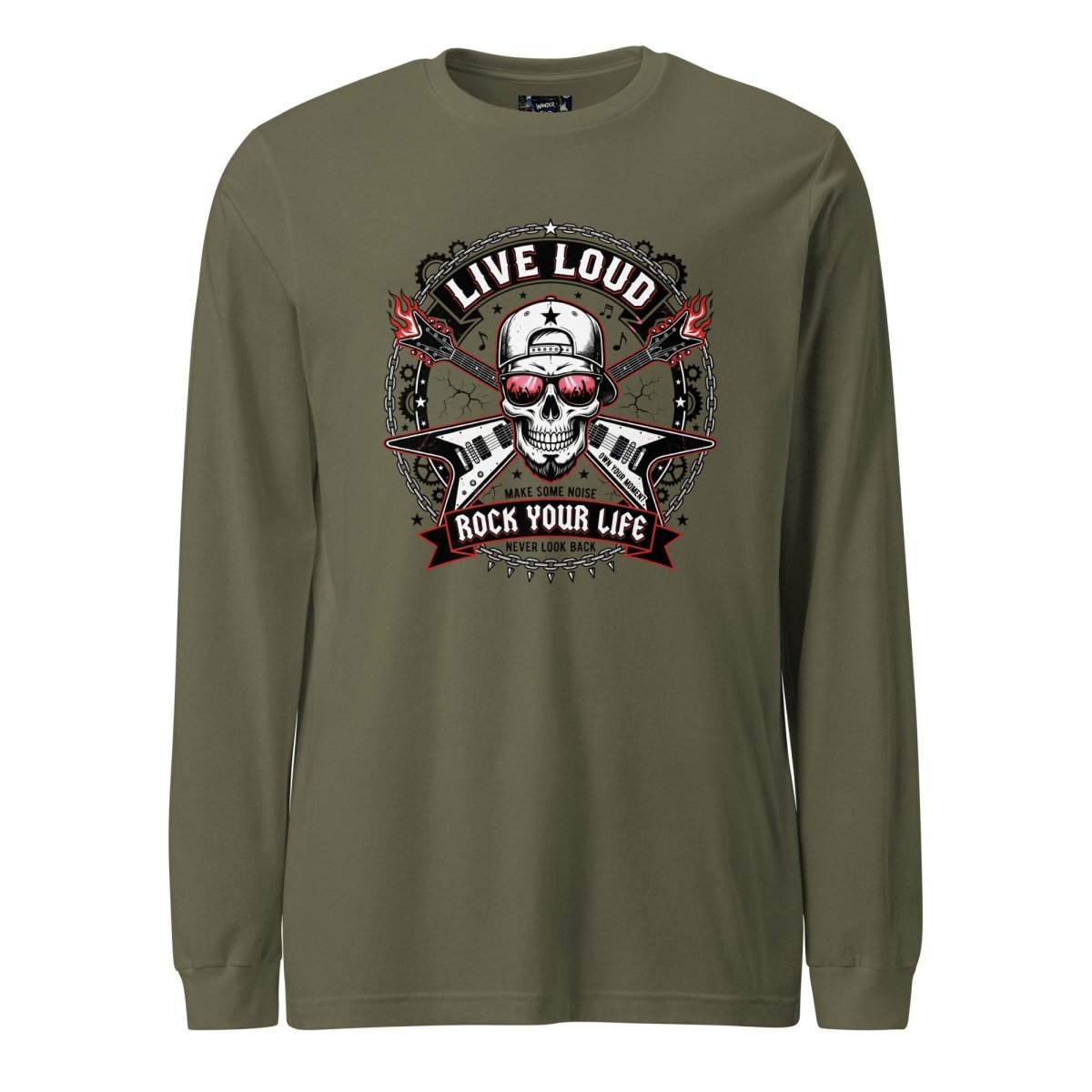 Live Loud Rock Your Life Graphic Long Sleeve Tee - T-Shirt