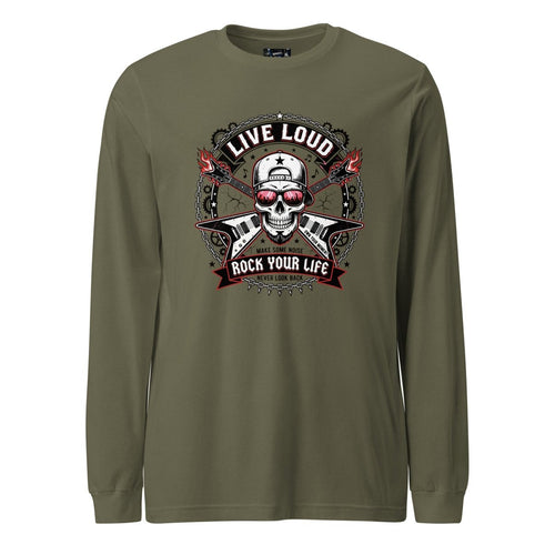 Live Loud Rock Your Life Graphic Long Sleeve Tee - T-Shirt