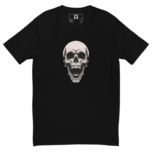 Men's Skull Design T-Shirt | Fitted Black Combed Cotton Tee - T - SHIRT