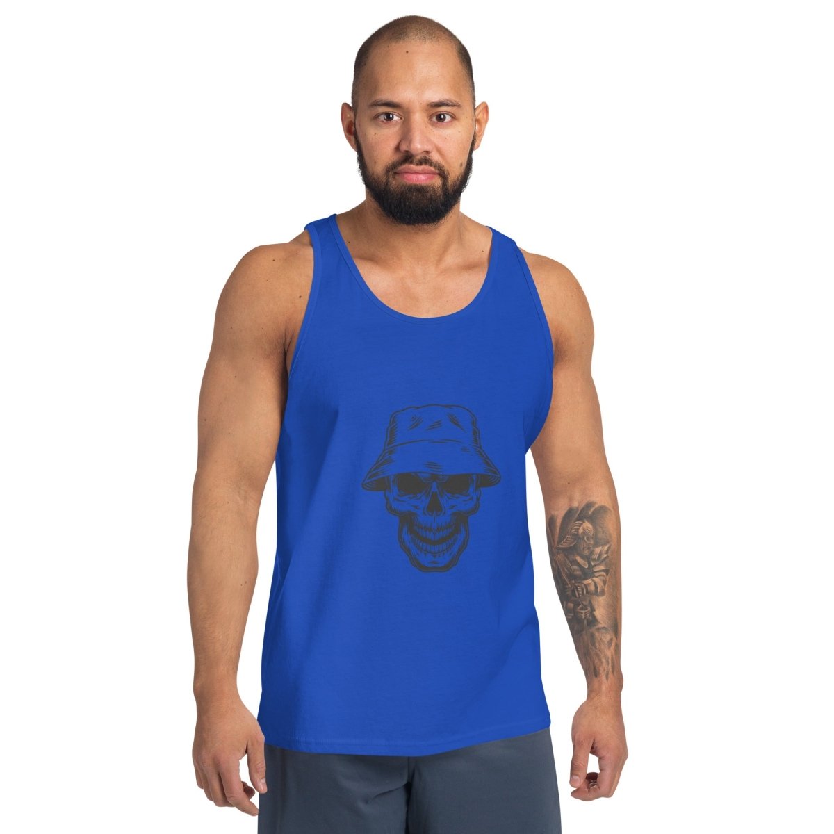 Men's Blue Skull Print Tank Top