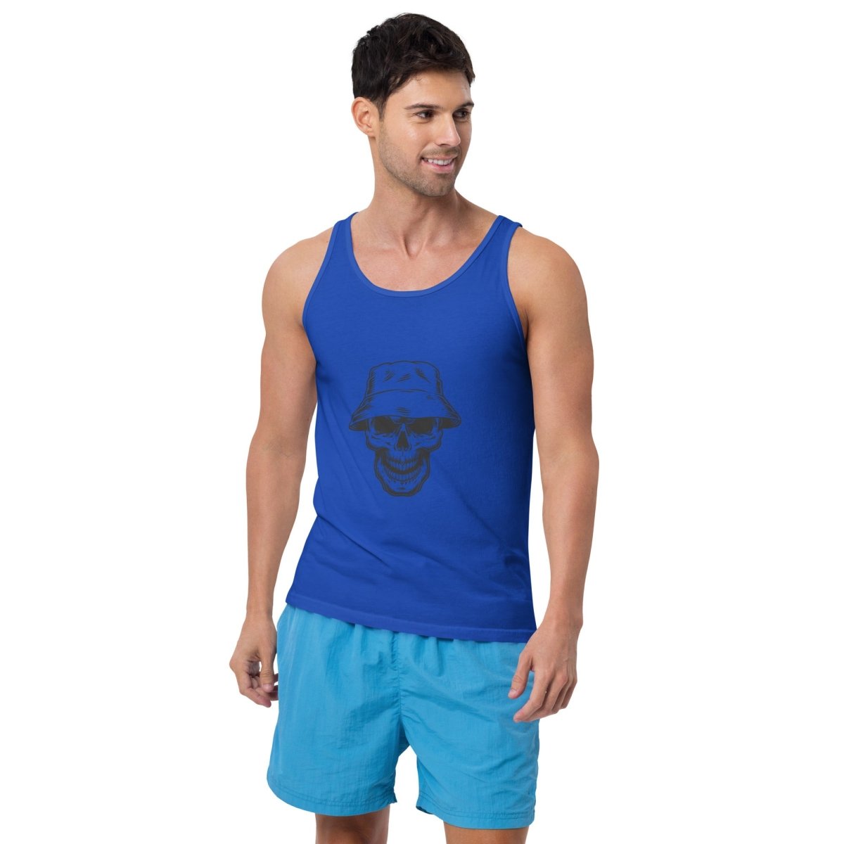 Men's Blue Skull Print Tank Top