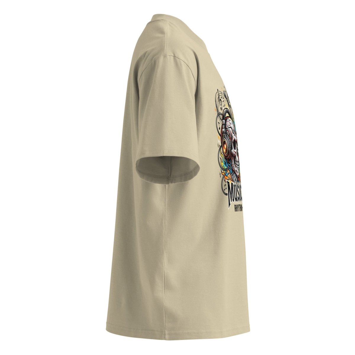 Music Is Life Organic Oversized High Neck Tee - T-Shirt