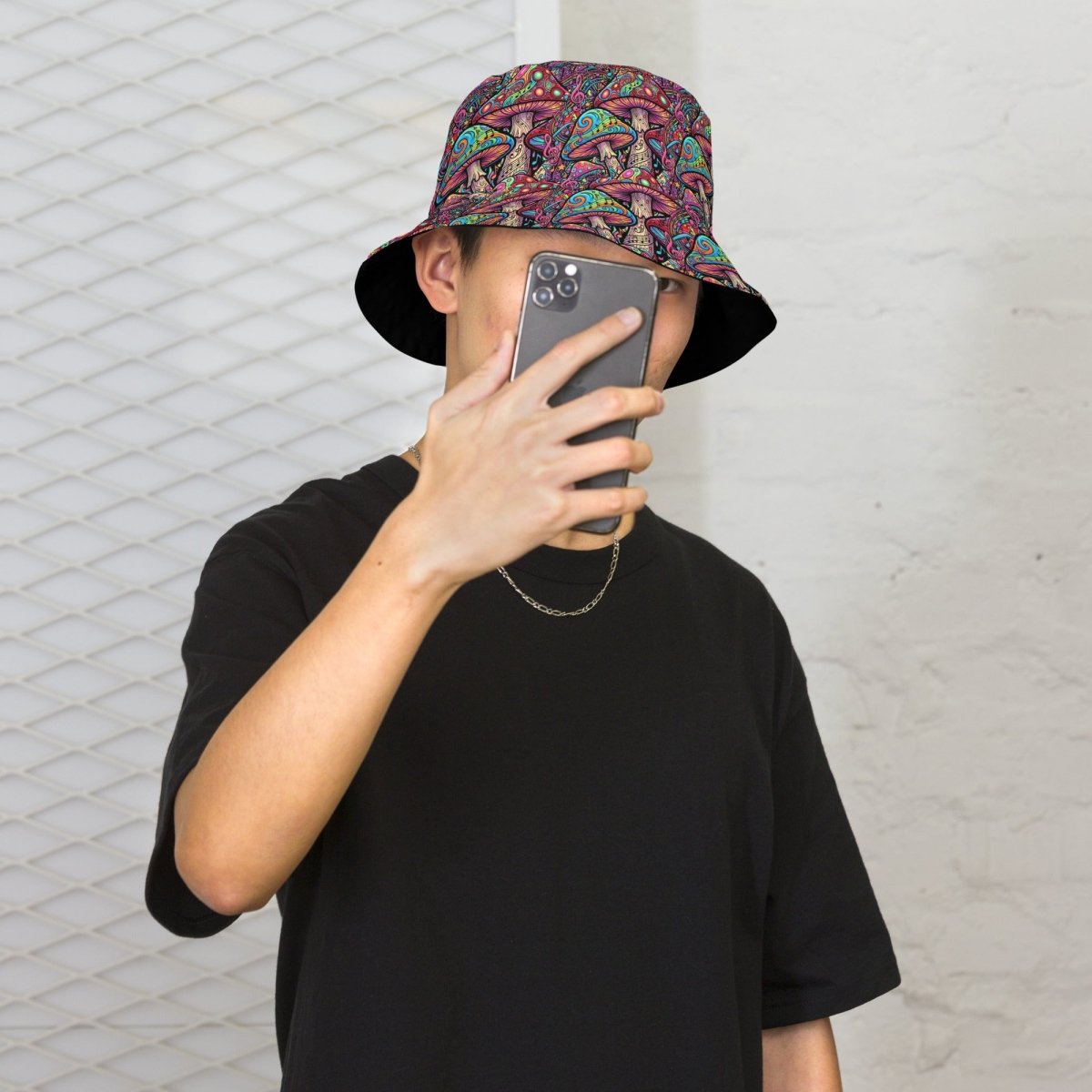 Psychedelic Mushroom Reversible Bucket Hat — Bold All - Over Print - CUT - SEW