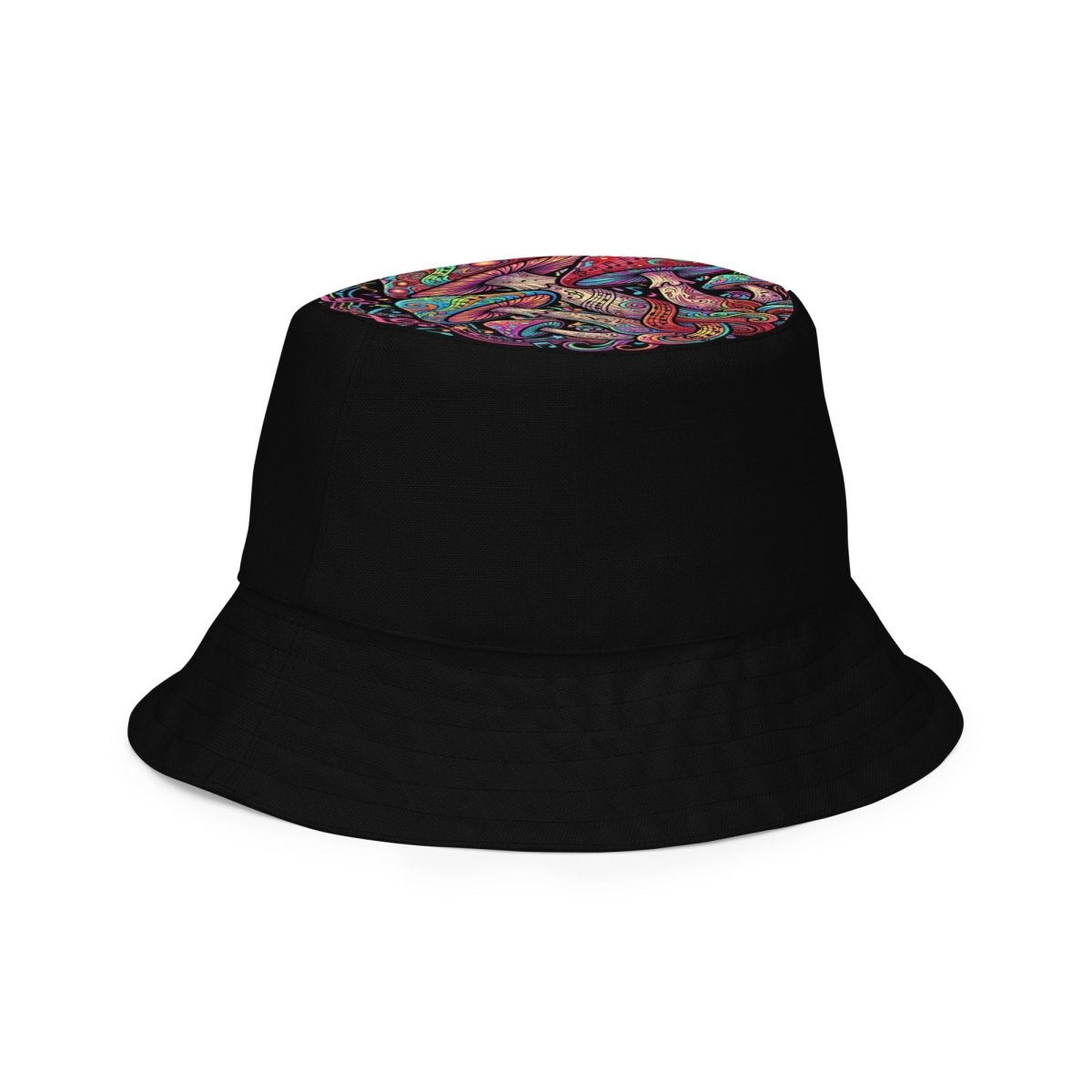 Psychedelic Mushroom Reversible Bucket Hat — Bold All - Over Print - CUT - SEW