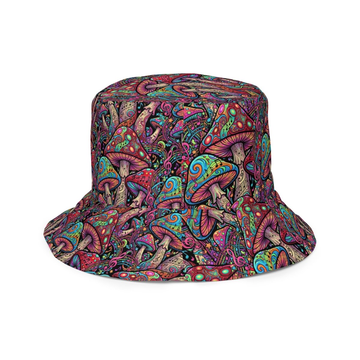 Psychedelic Mushroom Reversible Bucket Hat — Bold All - Over Print - CUT - SEW