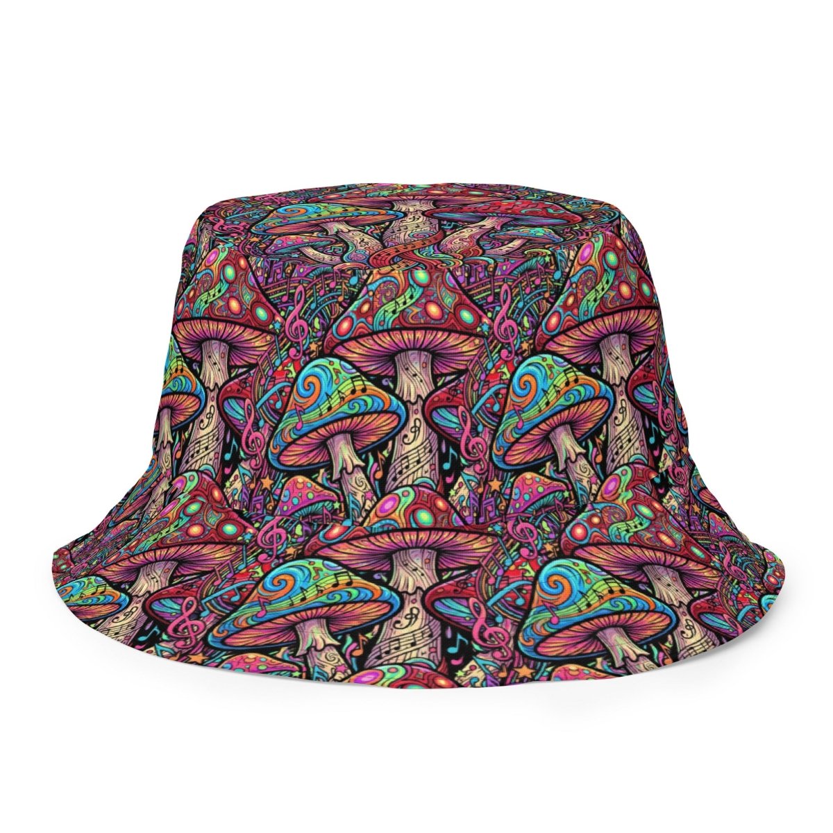 Psychedelic Mushroom Reversible Bucket Hat — Bold All - Over Print - CUT - SEW