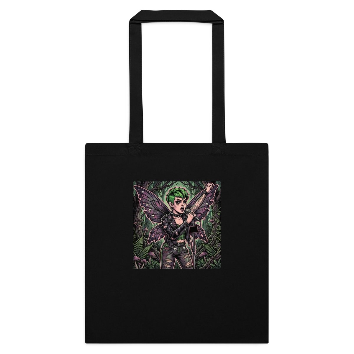 Punk Fairy Gothic Art Cotton Tote Bag — Dark Fantasy Print - Tote Bag