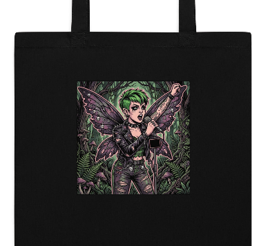 Punk Fairy Gothic Art Cotton Tote Bag — Dark Fantasy Print - Tote Bag