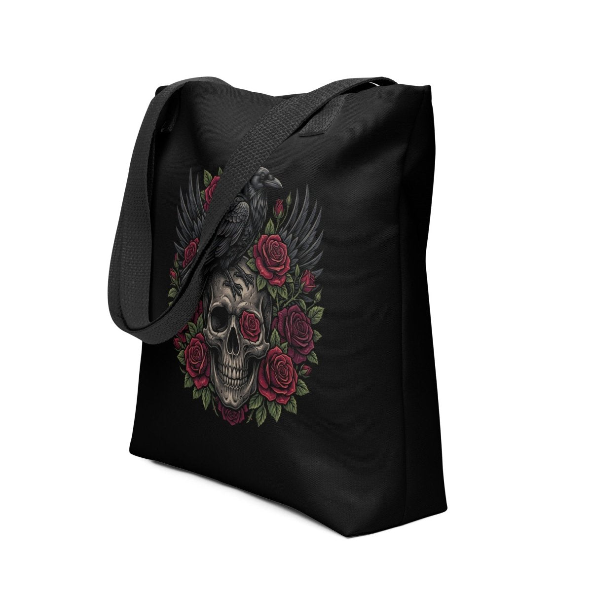 Raven & Roses Skull Tote Bag - Tote Bag