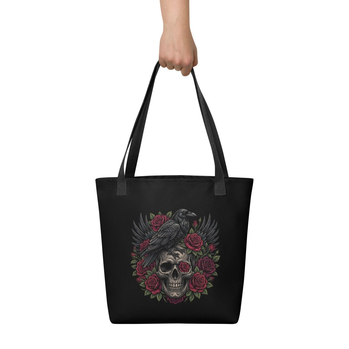 Raven & Roses Skull Tote Bag - Tote Bag