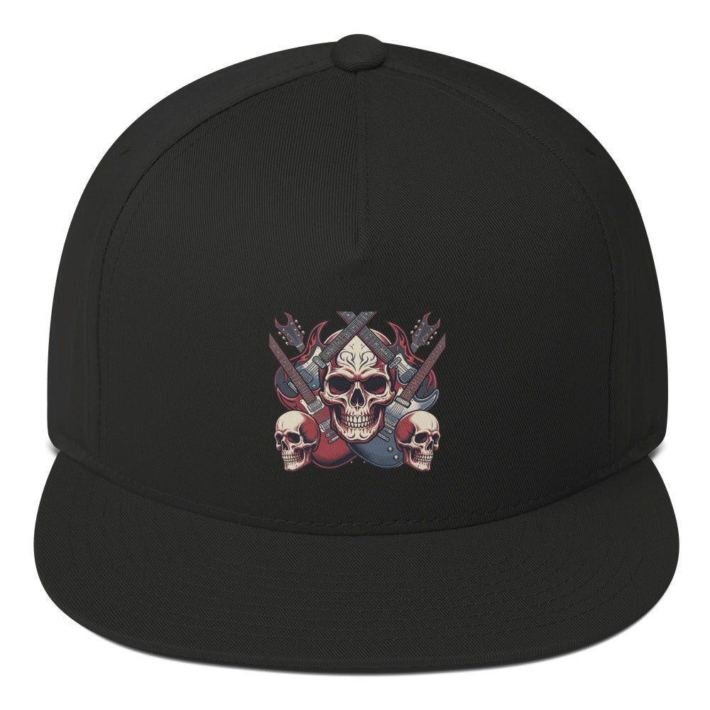 Rock Skull Guitar Snapback Cap - Hat