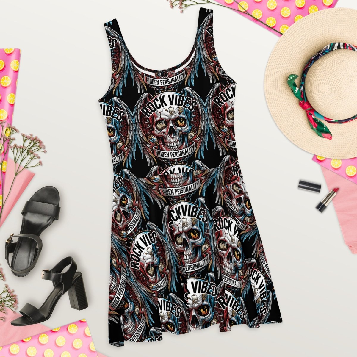 Rock Vibes Skater Dress - Dress