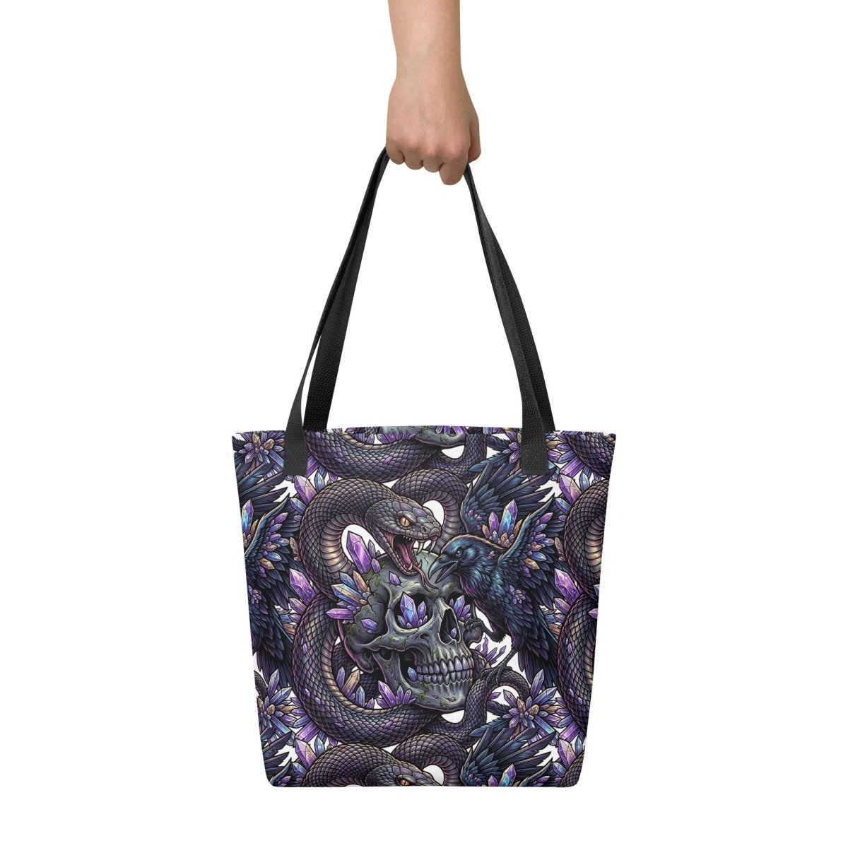 Serpent & Skull Dark Art Tote Bag — Gothic All - Over Print - Tote Bag