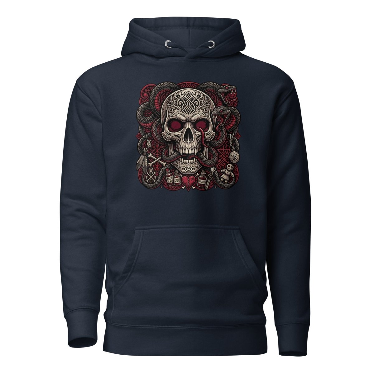 Serpent Skull Pullover Hoodie – Gothic Dark Art - Hoodie