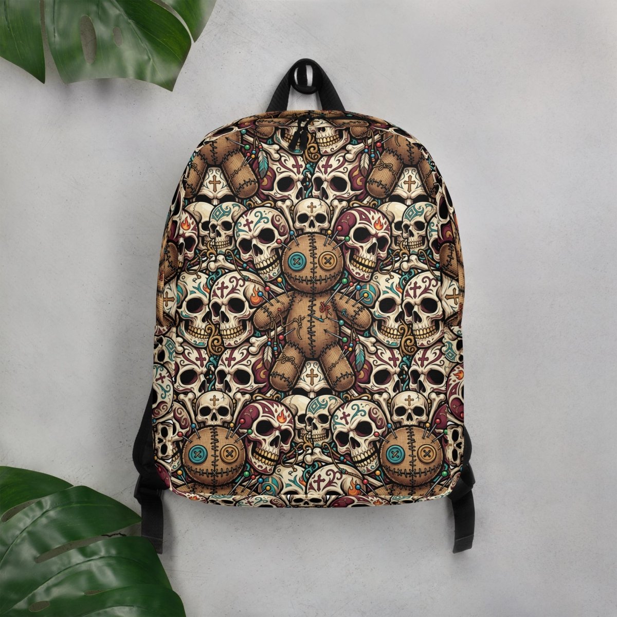 Skull & Voodoo All - Over Print Backpack — Dark Art Statement Bag - Backpack