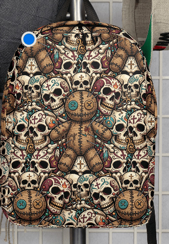 Skull & Voodoo All - Over Print Backpack — Dark Art Statement Bag - Backpack