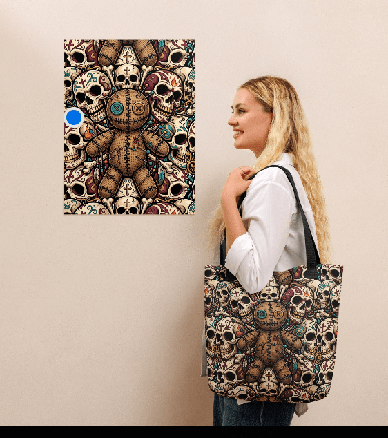 Skull & Voodoo All - Over Print Tote Bag — Dark Art Statement Carry - Tote Bag