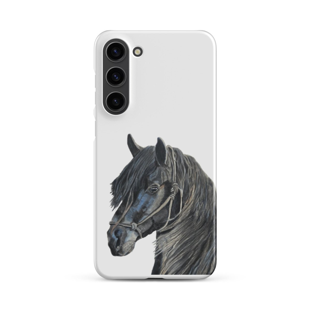 s23 plus Samsung white phone snap case with horse design