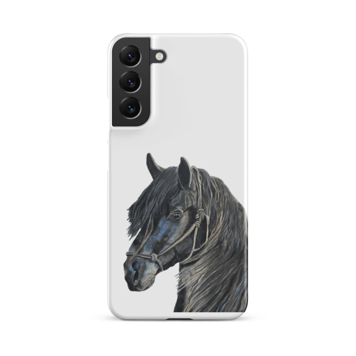Samsung s22 plus white phone snap case with horse design