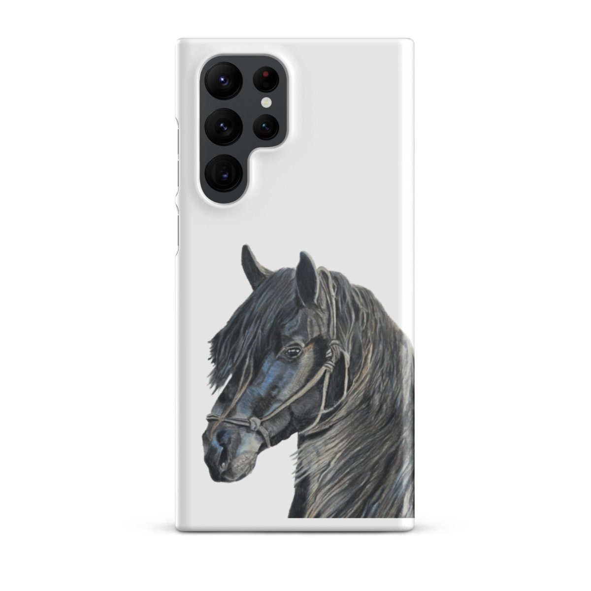 Samsung s22 ultra white phone snap case with horse design